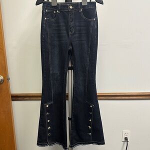 Akira Flared Jeans with Button Accent